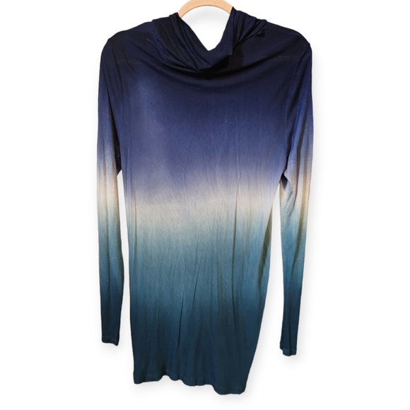 Young Fabulous & Broke Tie Dye Ombre Ruched long Sleeve Tunic Shirt Top - Picture 2 of 5